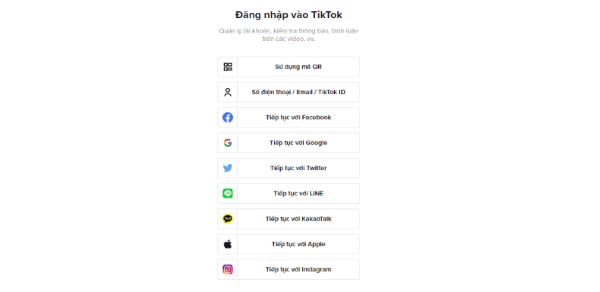 Đăng nhập vào tiktok