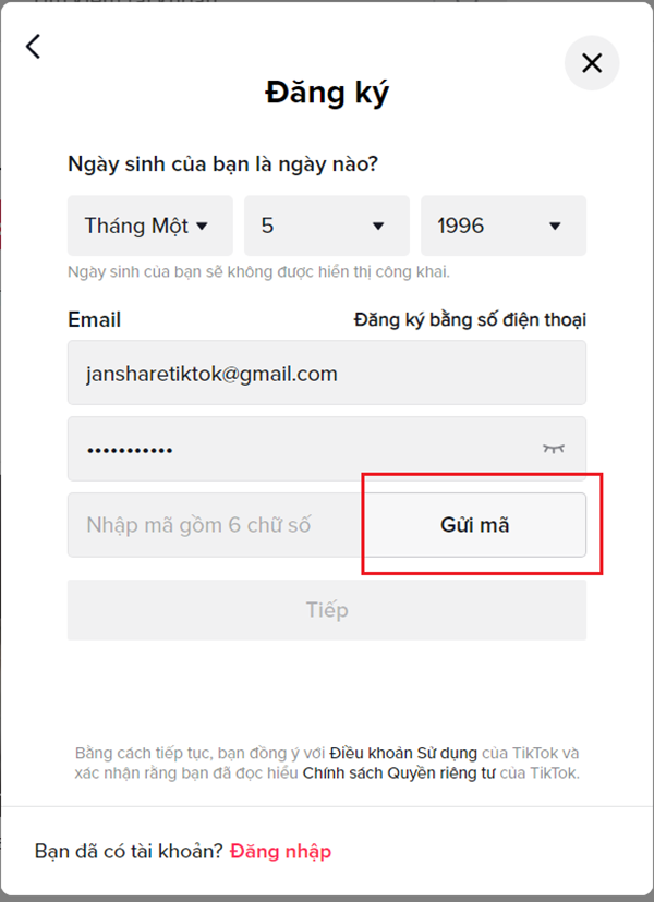 Nhập email