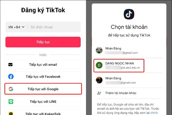 Tiếp tục với Google